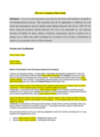 termination of employment letter